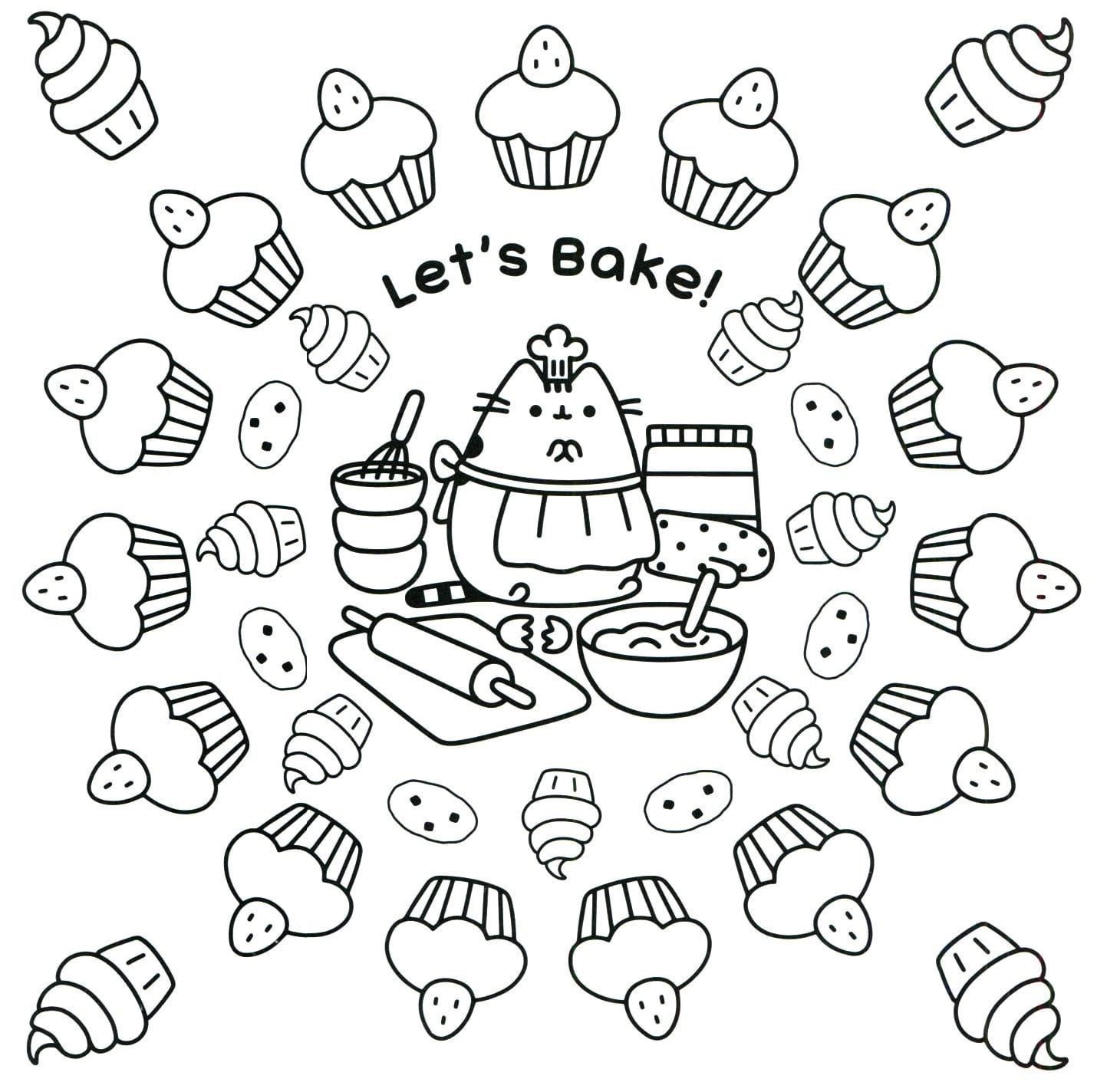Kolorowanka Pusheen i babeczki